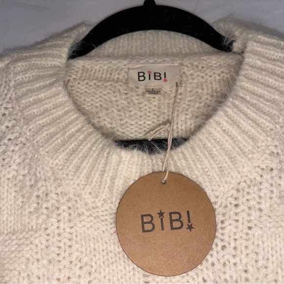 BiBi NWT Ivory Textured Acrylic Knit Sweater L - Picture 3 of 4